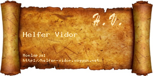Helfer Vidor névjegykártya